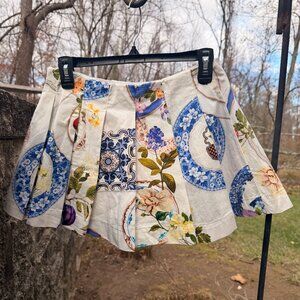 Maeve Anthropologie Printed Pleated Skort, Boho Patchwork Floral